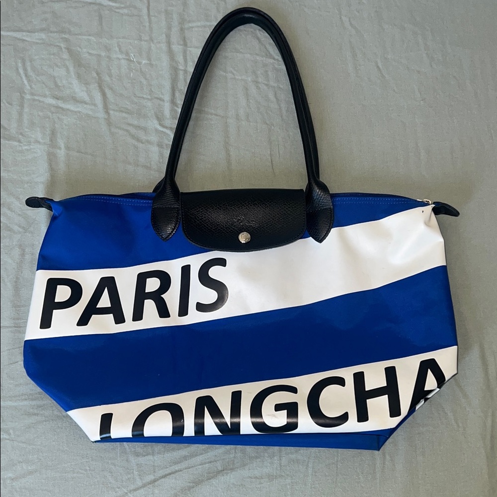 Longchamp Blue and Black Large Le Pilage Tote